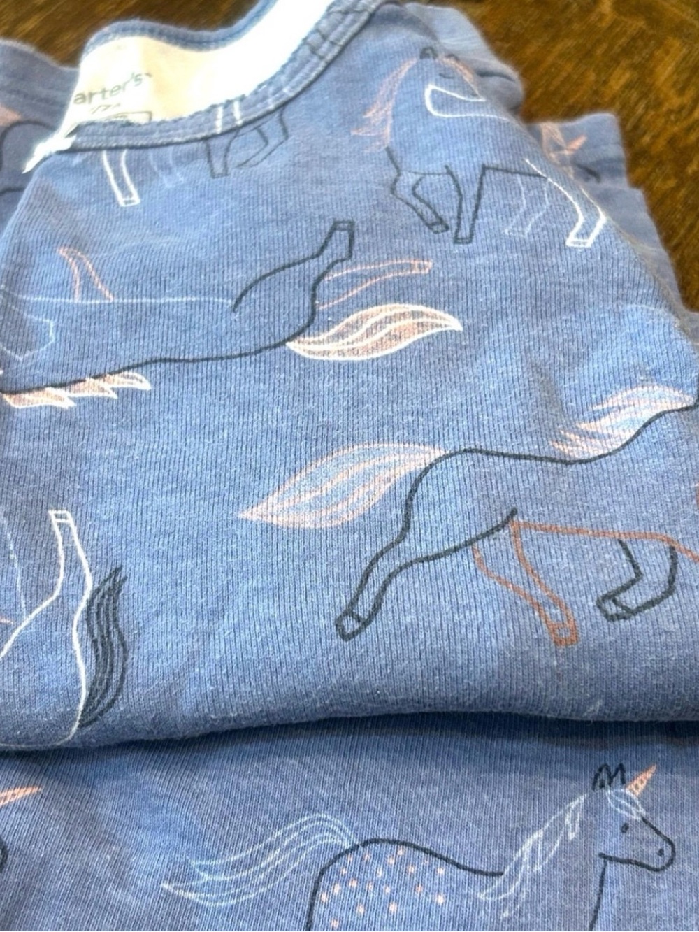 Carter's Blue Unicorn & Leaf Print Pajama Set